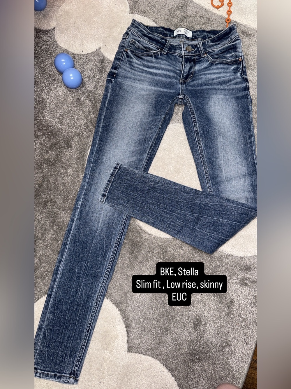 Low Rise Y2K Dark Wash Skinny Jeans - Blue